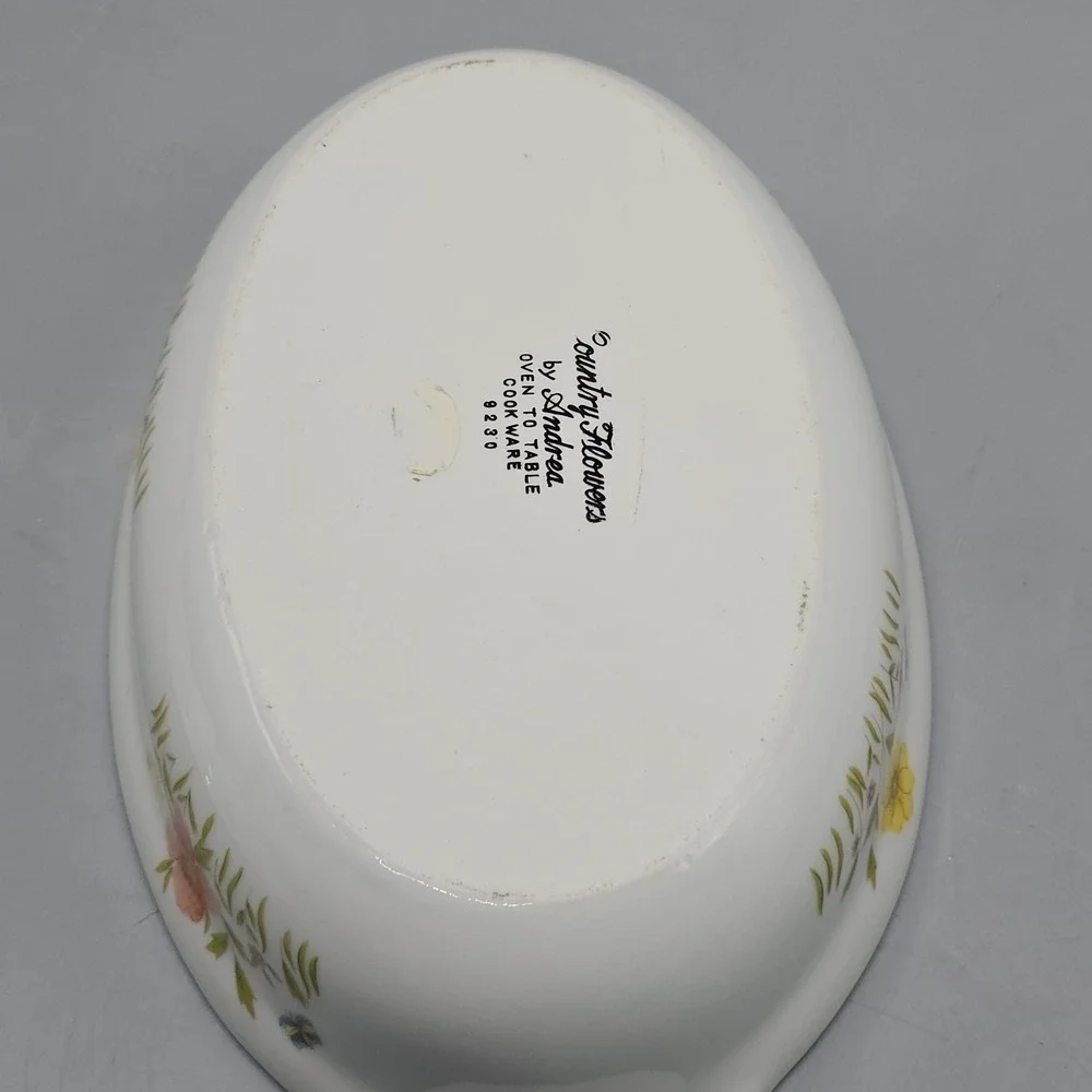Country Flowers by Andrea Cookware Ceramic Oval Casserole Grandmacore Cottage